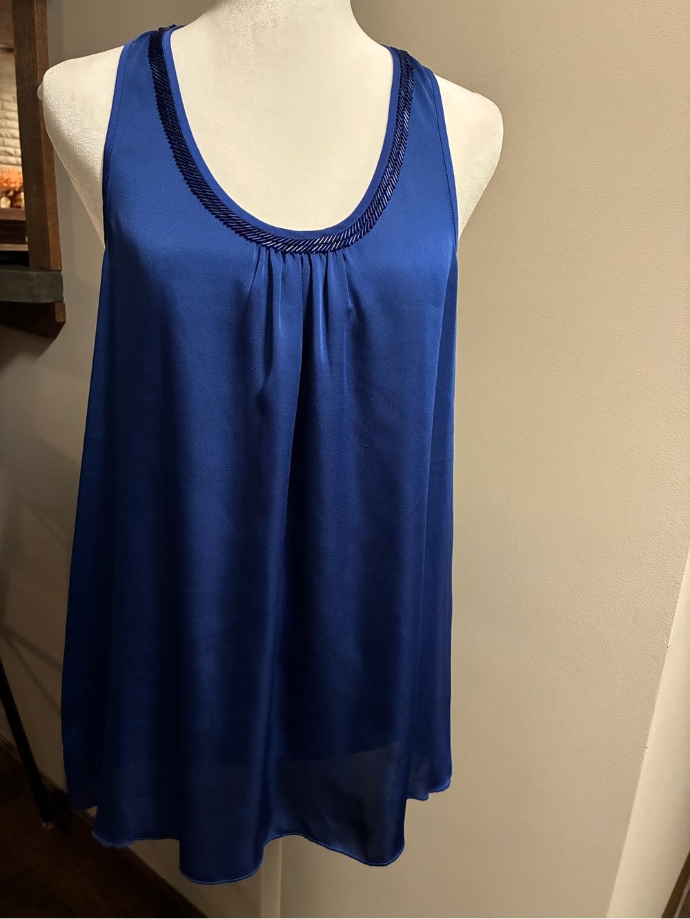 Express Royal Blue Beaded Scoop Neck tank